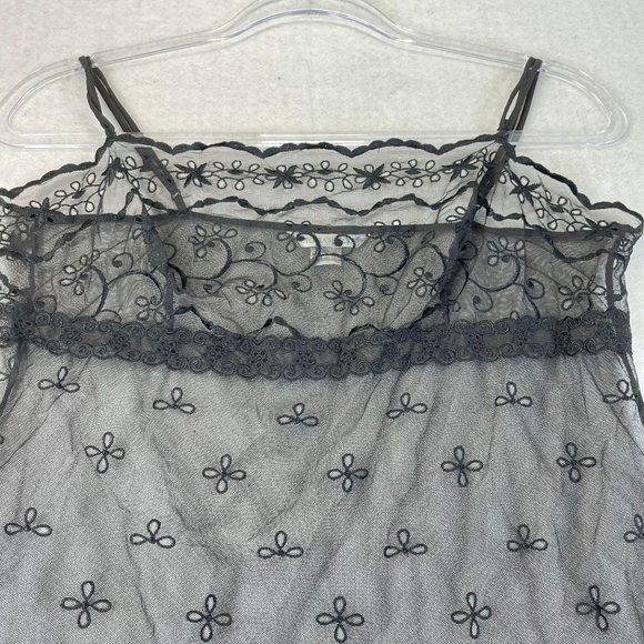 NWOT VS VICTORIAS SECRET Womens L Black Sheer Adjustable Straps Nightgown Nighty - Picture 2 of 13